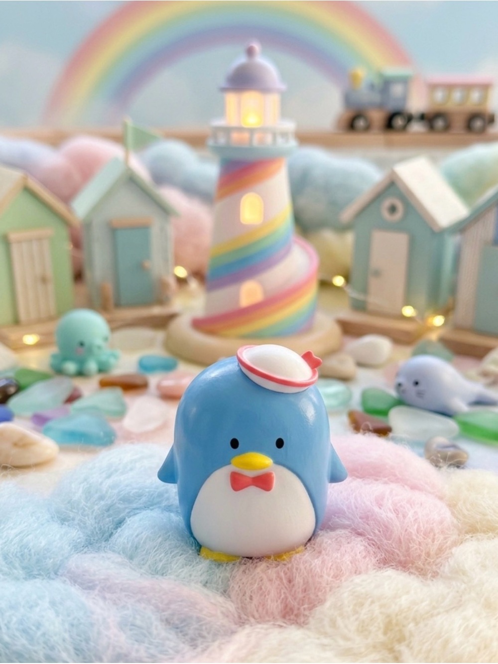 🐧 Sanrio Blue Tuxedo Sam Figure with Red Hat and Yellow Feet 🐧